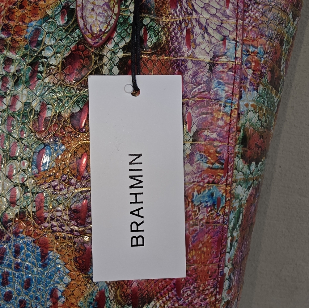 NWT BRAHMIN APRIL RESERVOIR MELBOURNE CROC EMBOSSED LEATHER TOTE BAG - Picture 3 of 16